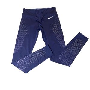 NIKE Dri-Fit blue pattern leggings size small